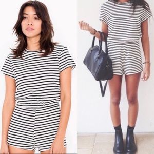 American Apparel Striped T-Shirt Romper sz Large